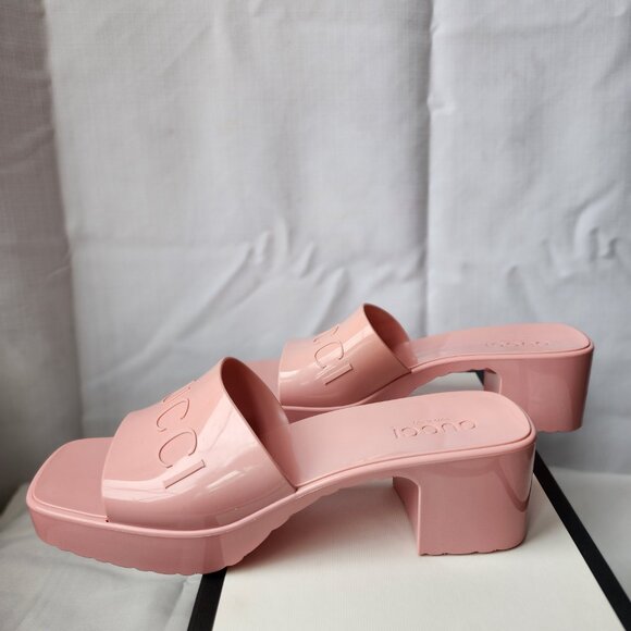 Gucci Women’s Rubber Slide Sandals (GG Embossed), Brand New, Pink, Size 40. - Picture 10 of 16
